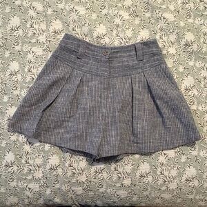 Ramy Brook | Billie Pleated Striped Shorts | Tear on the inside tag pictured